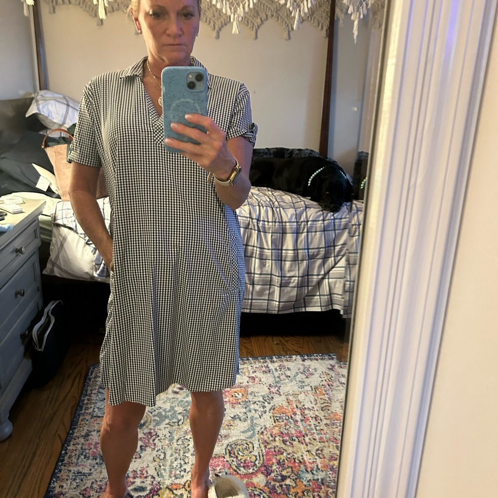 Southern Tide Black and White Gingham shift dress
